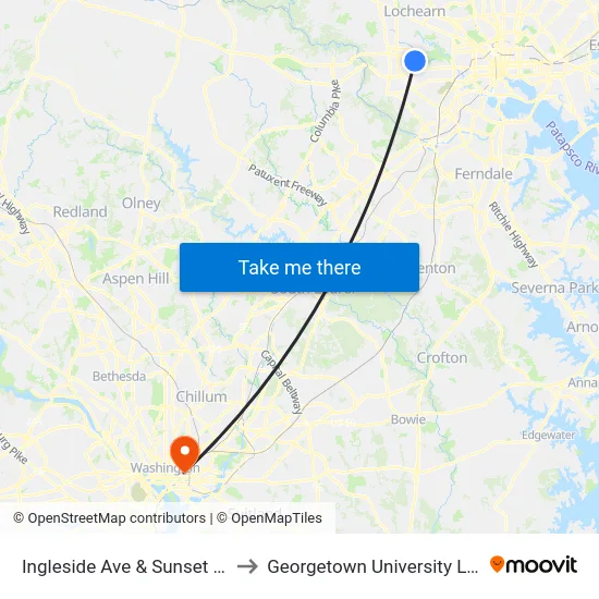 Ingleside Ave & Sunset Ave FS Eb to Georgetown University Law Center map