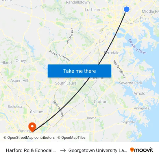 Harford Rd & Echodale Ave Nb to Georgetown University Law Center map