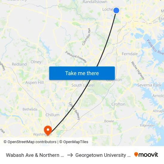 Wabash Ave & Northern Pkwy FS Sb to Georgetown University Law Center map