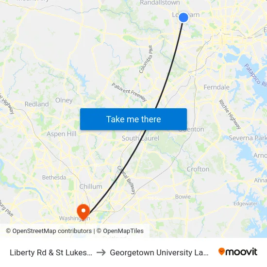 Liberty Rd & St Lukes Ln Sb to Georgetown University Law Center map