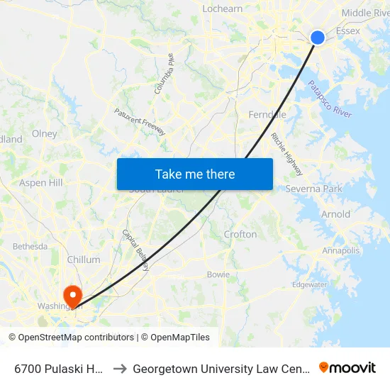 6700 Pulaski Hwy to Georgetown University Law Center map