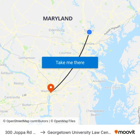 300 Joppa Rd Wb to Georgetown University Law Center map