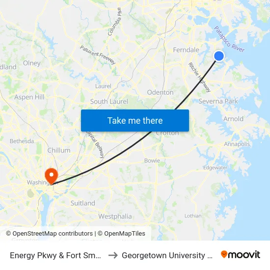 Energy Pkwy & Fort Smallwood Rd to Georgetown University Law Center map