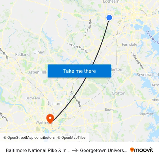 Baltimore National Pike & Ingleside Ave FS Wb to Georgetown University Law Center map