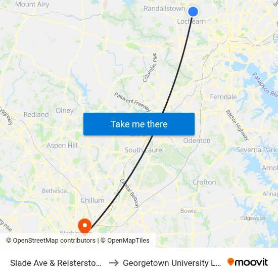 Slade Ave & Reisterstown Rd Wb to Georgetown University Law Center map