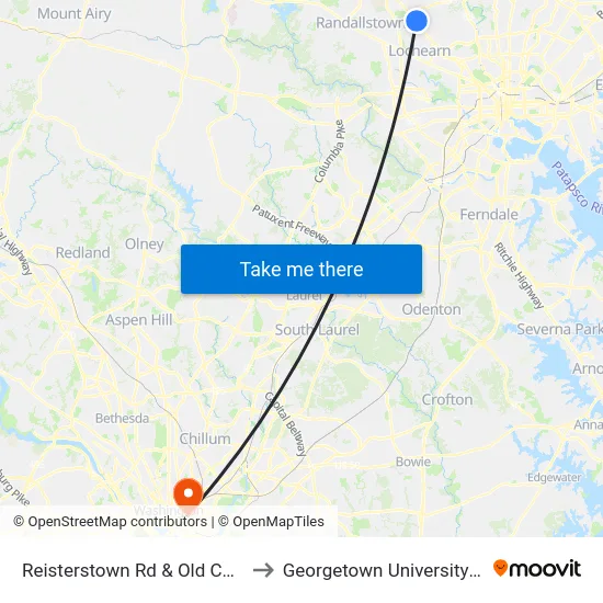 Reisterstown Rd & Old Court Rd FS Sb to Georgetown University Law Center map