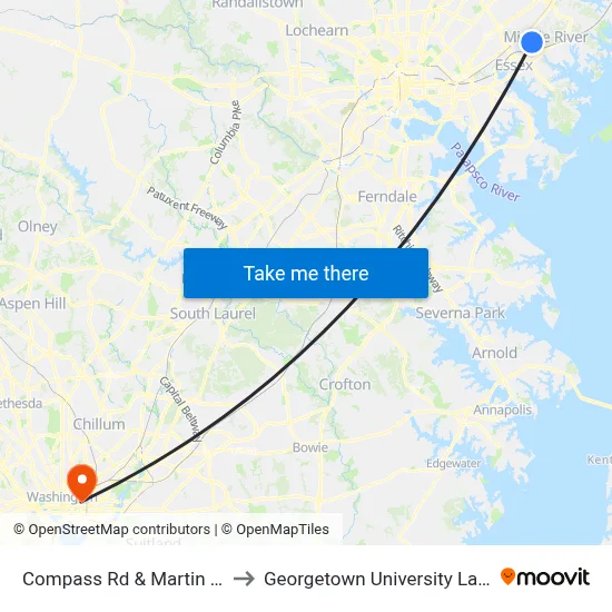 Compass Rd & Martin Blvd Wb to Georgetown University Law Center map