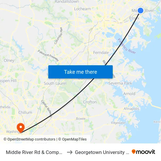 Middle River Rd & Compass Rd FS Sb to Georgetown University Law Center map