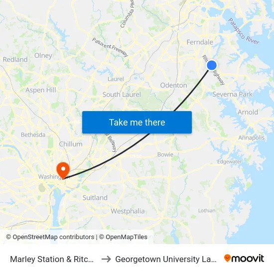 Marley Station & Ritchie Hwy to Georgetown University Law Center map