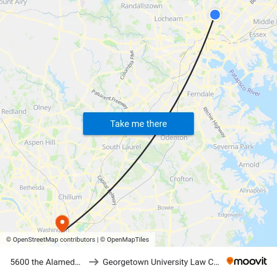 5600 the Alameda Sb to Georgetown University Law Center map