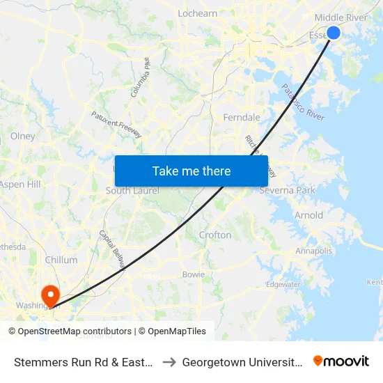 Stemmers Run Rd & Eastern Blvd FS Sb to Georgetown University Law Center map
