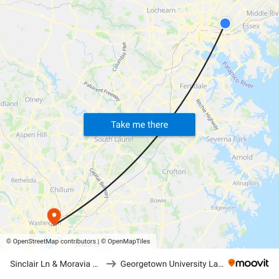 Sinclair Ln & Moravia Rd Ns Eb to Georgetown University Law Center map