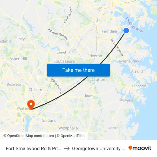 Fort Smallwood Rd & Pittman Rd Sb to Georgetown University Law Center map