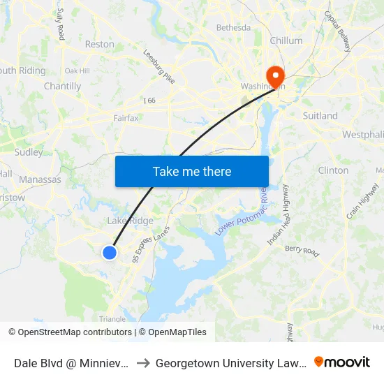 Dale Blvd @ Minnieville Rd to Georgetown University Law Center map