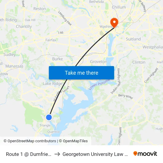Route 1 @ Dumfries Rd to Georgetown University Law Center map