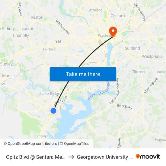 Opitz Blvd @ Sentara Medical Center to Georgetown University Law Center map