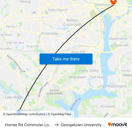Horner Rd Commuter Lot Stop 2 AM to Georgetown University Law Center map