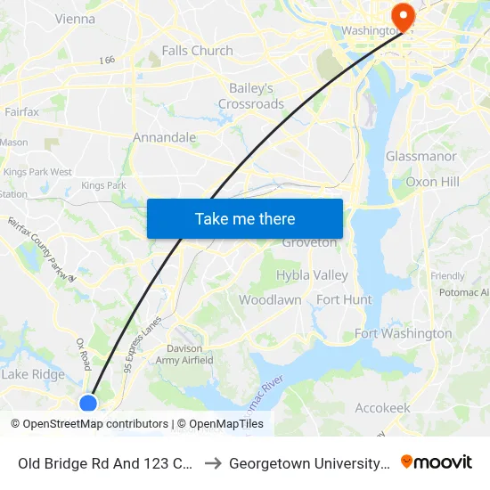 Old Bridge Rd And 123 Commuter Lot to Georgetown University Law Center map