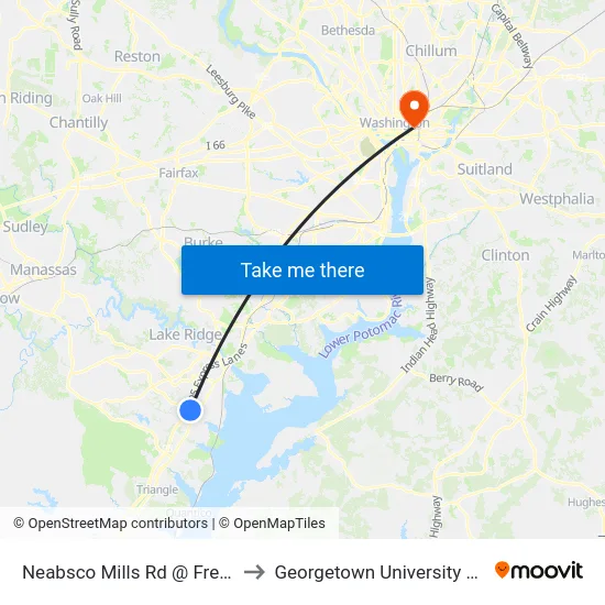 Neabsco Mills Rd @ Freedom High to Georgetown University Law Center map