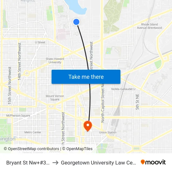 Bryant St Nw+#301 to Georgetown University Law Center map