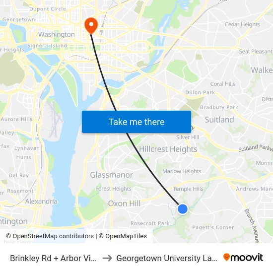Brinkley Rd + Arbor View Apts to Georgetown University Law Center map