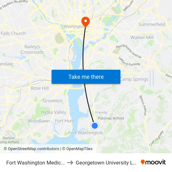 Fort Washington Medical Center to Georgetown University Law Center map