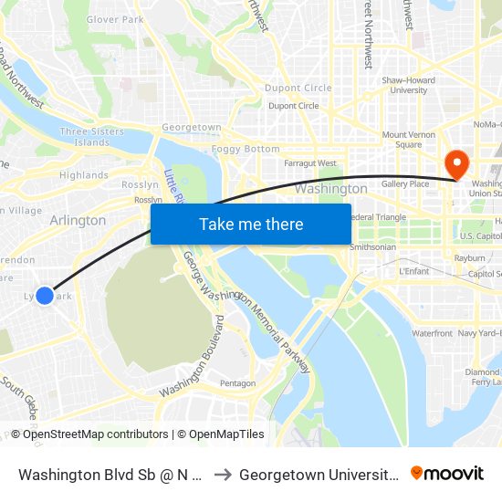 Washington Blvd Sb @ N Pershing Dr FS to Georgetown University Law Center map