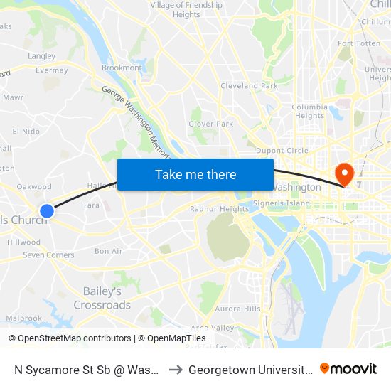 N Sycamore St Sb @ Washington Blvd Ns to Georgetown University Law Center map