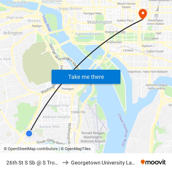 26th St S Sb @ S Troy St Ns to Georgetown University Law Center map