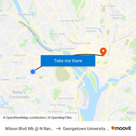 Wilson Blvd Wb @ N Randolph St MB to Georgetown University Law Center map