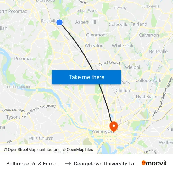 Baltimore Rd & Edmonston Dr to Georgetown University Law Center map