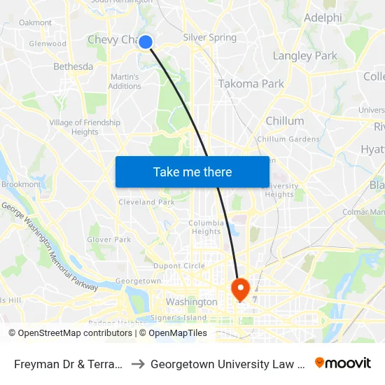 Freyman Dr & Terrace Dr to Georgetown University Law Center map
