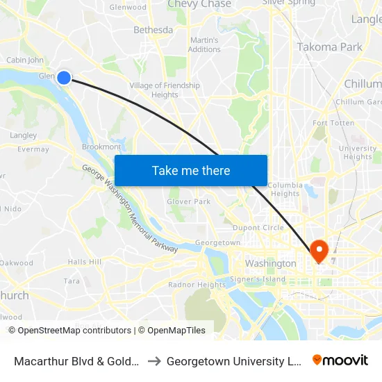 Macarthur Blvd & Goldsboro Rd to Georgetown University Law Center map