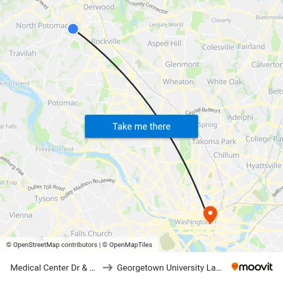 Medical Center Dr & @9711 to Georgetown University Law Center map