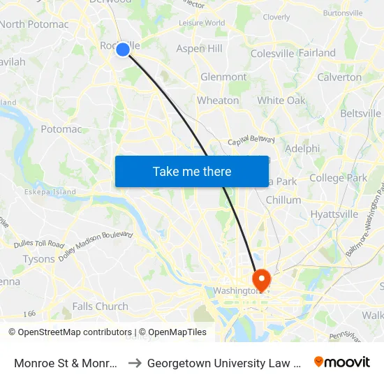 Monroe St & Monroe Pl to Georgetown University Law Center map