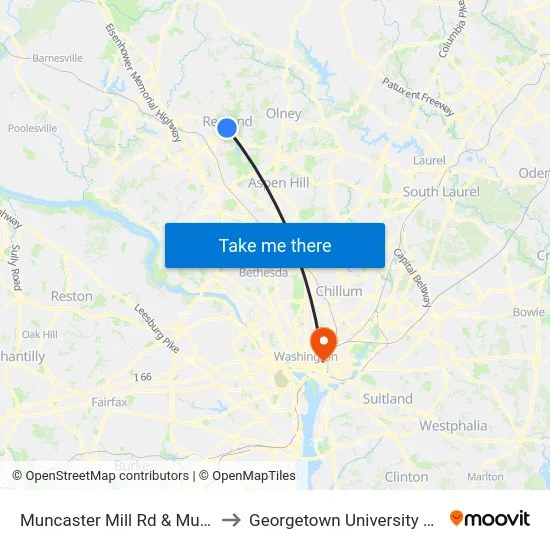 Muncaster Mill Rd & Muncaster Rd to Georgetown University Law Center map
