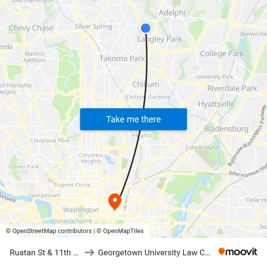 Ruatan St & 11th Ave to Georgetown University Law Center map