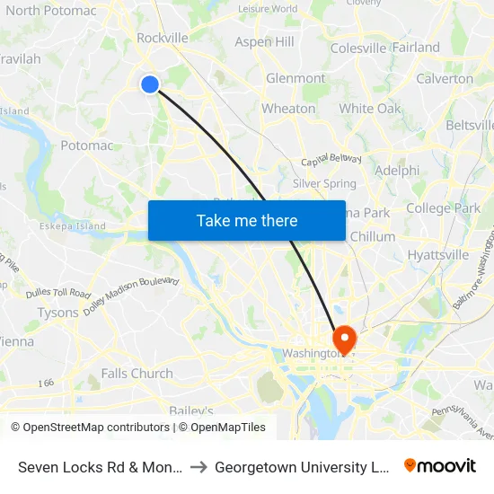 Seven Locks Rd & Montrose Rd to Georgetown University Law Center map