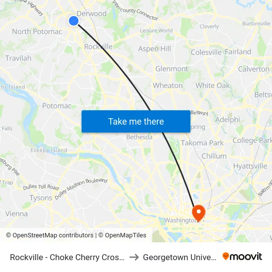 Rockville - Choke Cherry Crossing   & Choke Cherry Rd to Georgetown University Law Center map