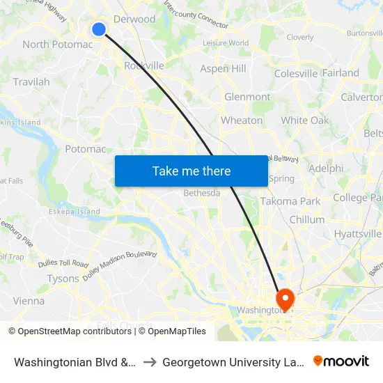Washingtonian Blvd & @9801 to Georgetown University Law Center map