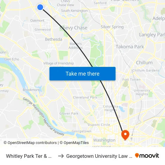 Whitley Park Ter & @5450 to Georgetown University Law Center map