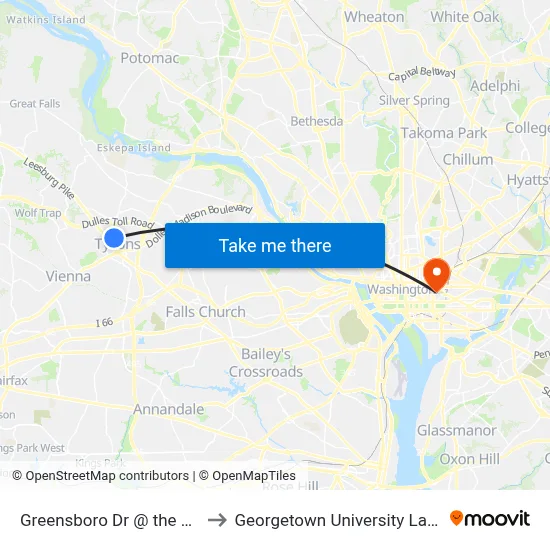 Greensboro Dr @ the Rotonda to Georgetown University Law Center map