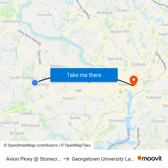 Avion Pkwy @ Stonecroft Blvd to Georgetown University Law Center map