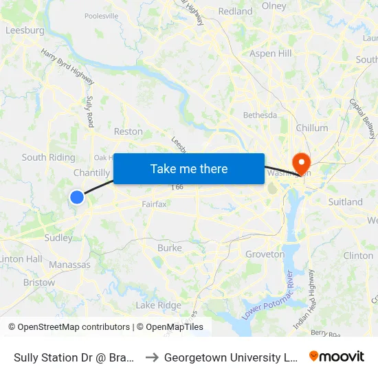 Sully Station Dr @ Braddock Rd to Georgetown University Law Center map