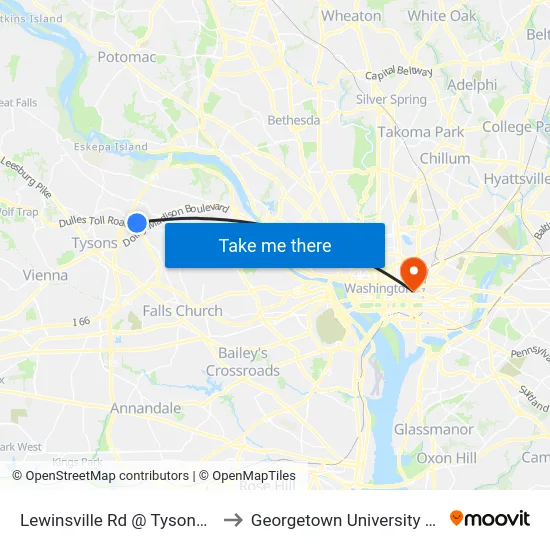 Lewinsville Rd @ Tysons Mclean Dr to Georgetown University Law Center map