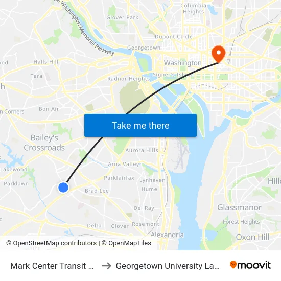Mark Center Transit Station to Georgetown University Law Center map