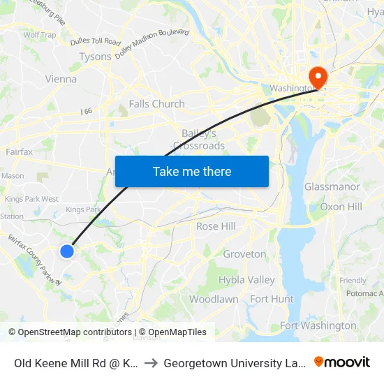 Old Keene Mill Rd @ Keene Dr to Georgetown University Law Center map