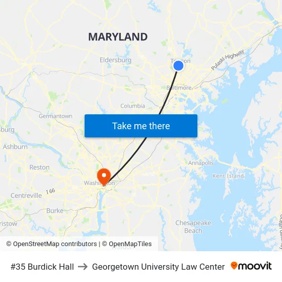 #35 Burdick Hall to Georgetown University Law Center map