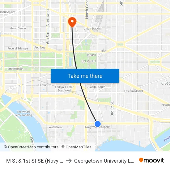 M St & 1st St SE (Navy Yard) Sb to Georgetown University Law Center map