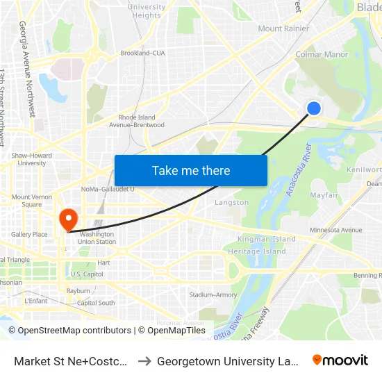 Market St Ne+Costco Store to Georgetown University Law Center map
